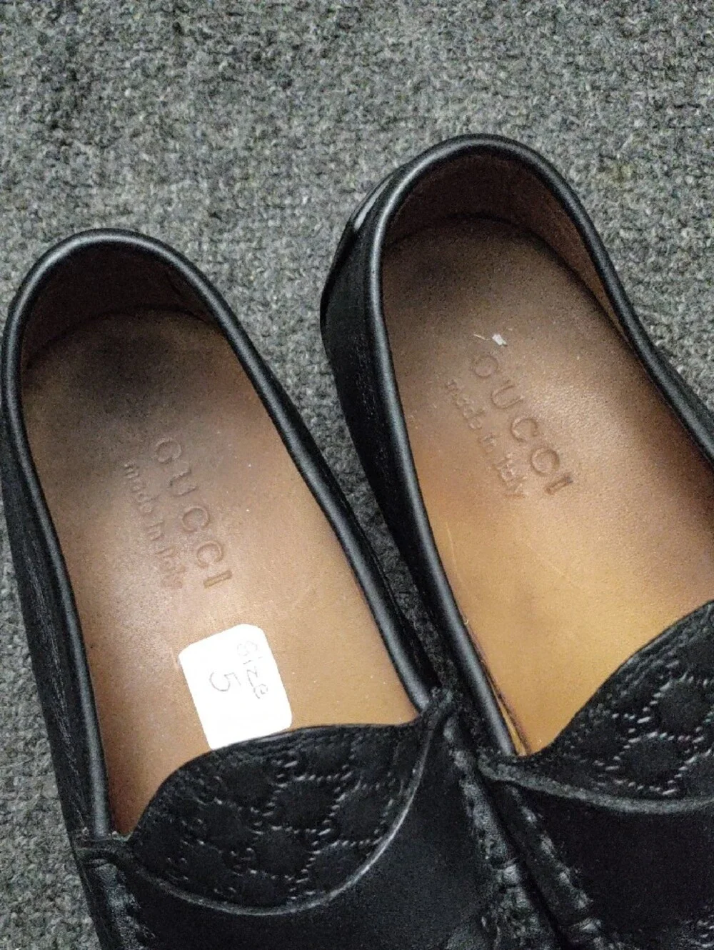 Gucci GG Black Embossed Leather Penny Loafers